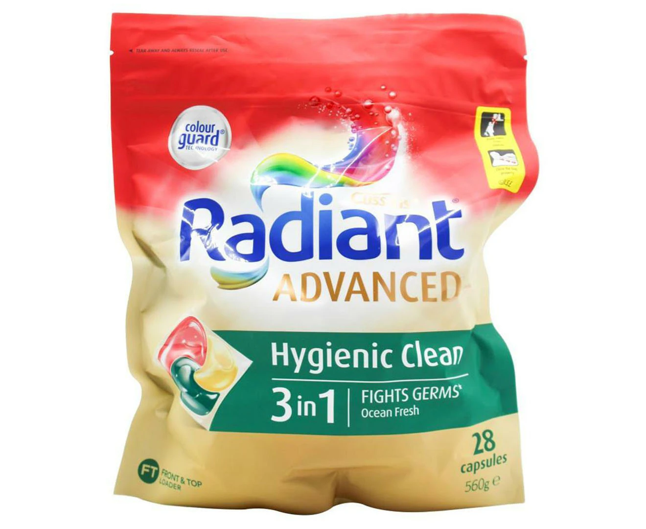 Radiant Advanced Hygienic Clean Front & Top Loader 3-in-1 Laundry Capsules 28pk