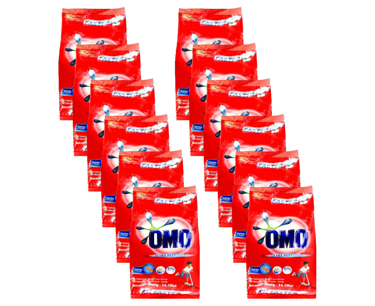 12x Omo Laundry Detergent Powder Ultra Fast Clean Hand Wash & Top Loader 400g