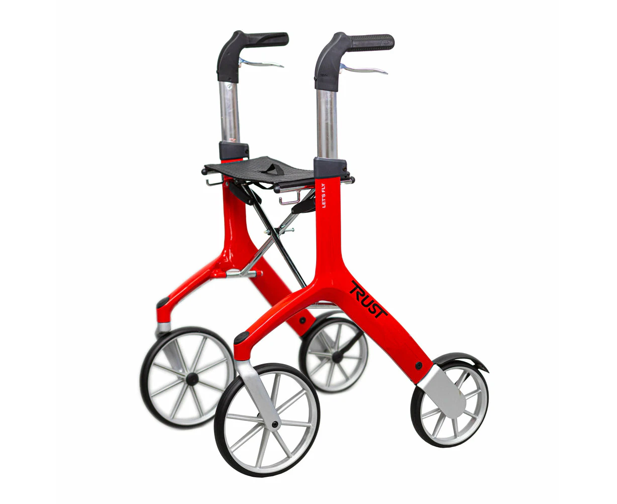 Walkers & Canes Let's Fly Mobility Rollator Wheelie Walker Red