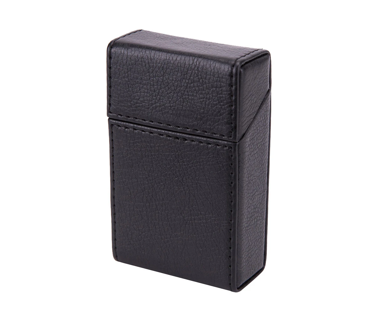 1pc PU Leather Cigarette Case Premium Business Cigarette Box Portable Cigarette Container for Men（Black）