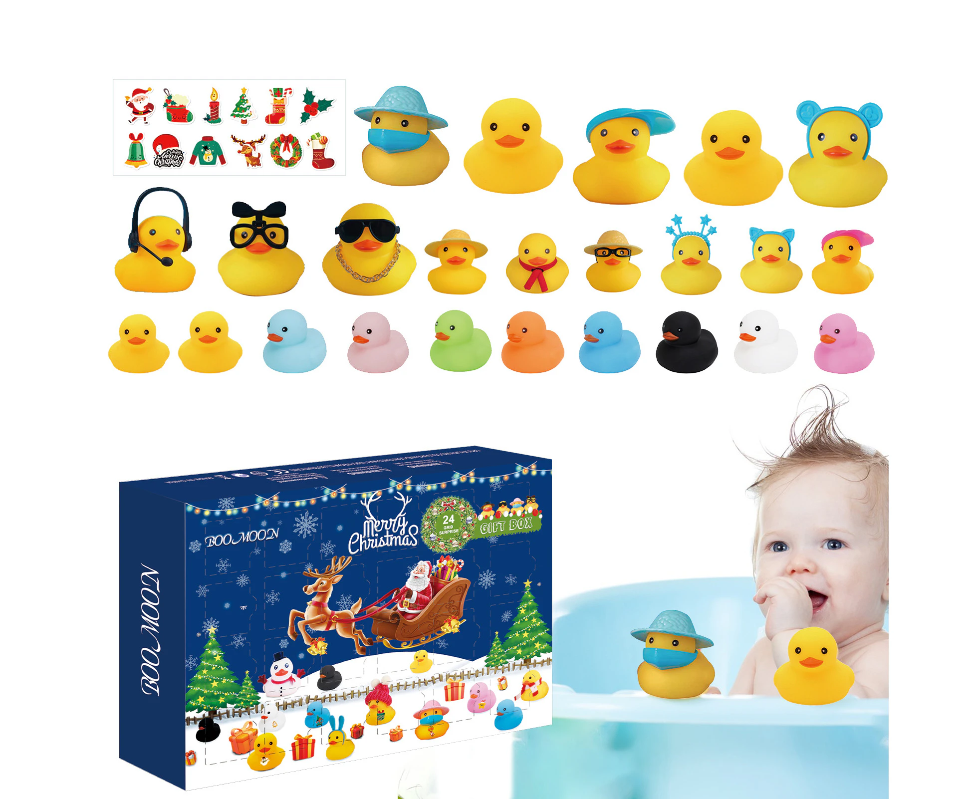 (11)MaxpowerChristmas decoration2024  Advent Calendar Rubber Duck Baby Bath Toys 24 Days Countdown Stress Relief Toy Surprise Gifts For Kids Boys Girls