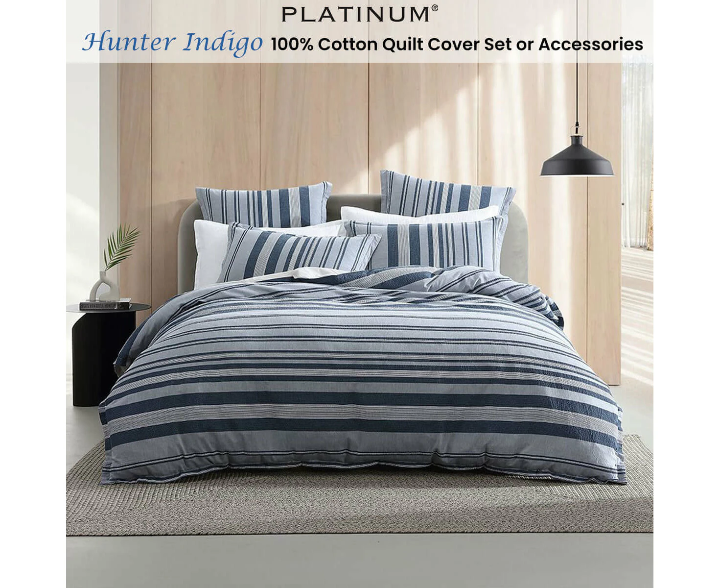 Logan and Mason Platinum Hunter Quilt Cover Set Indigo