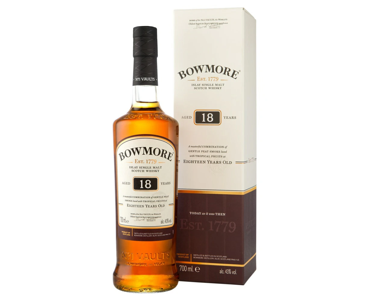 Bowmore Islay Single Malt Scotch Whisky 18 Year Old 700mL Bottle