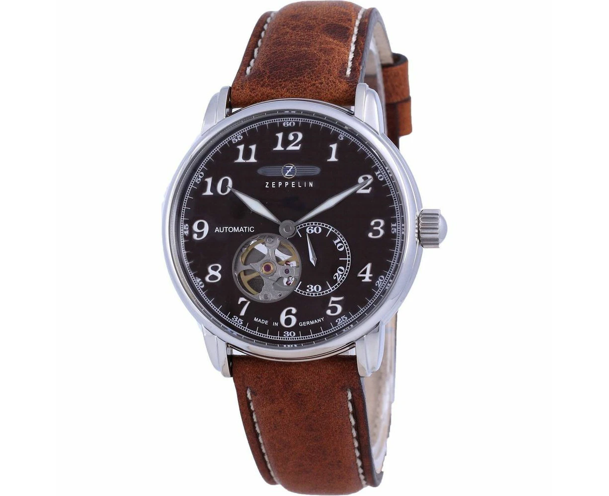 Zeppelin Lz127 Graf Open Heart Leather Automatic Watch