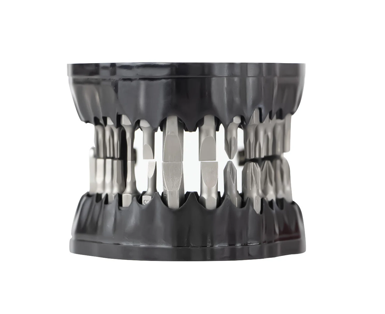 Denture Drill Bit Holder Teeth Model Design Holds Up to 28 Bits Fits 1/4 Inch Hex Bit and Drive Bit Adapter (Black)