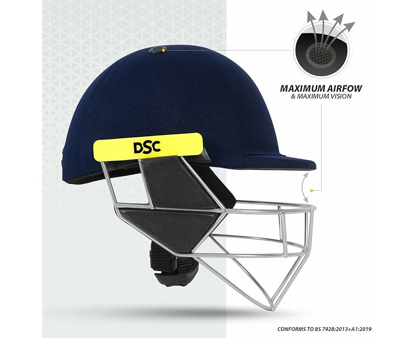 DSC SCUD Cricket Helmet | Navy Blue | Size: Large | Fixed Spring Steel Grill