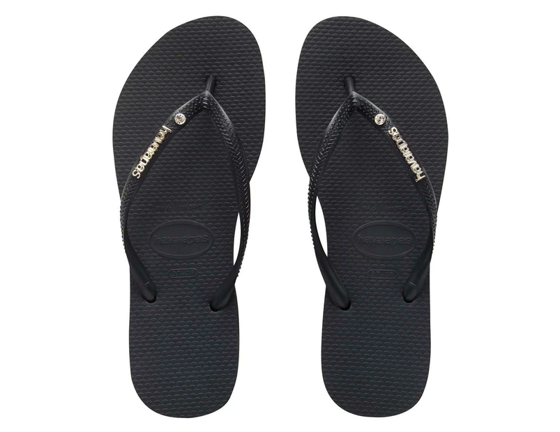 Havaianas Slim Metal Logo Crystal Thong