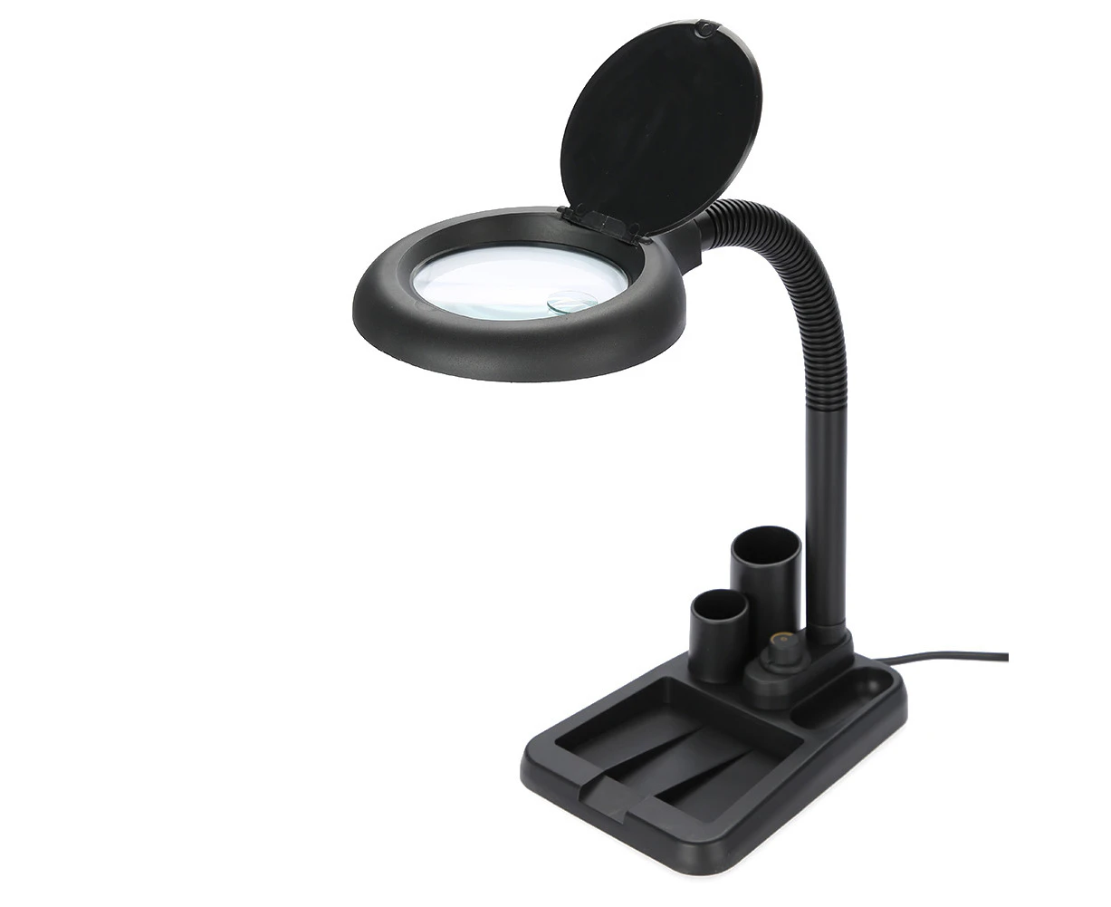 Magnifying Glass Table Lamp With 5X 10X Magnifier With 36 LED Lights - Black