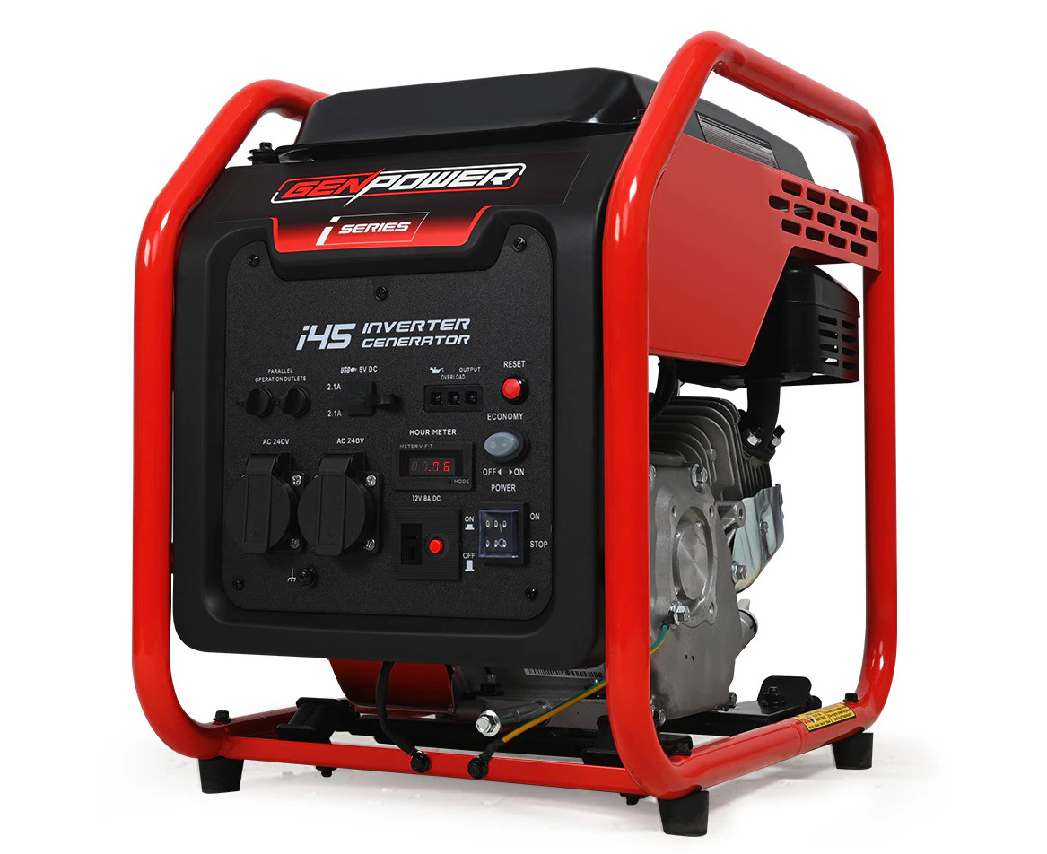 GENPOWER Portable Petrol Inverter Camping Construction Generator 4kW Max 3.5kW Rated, 212CC 4-Stroke