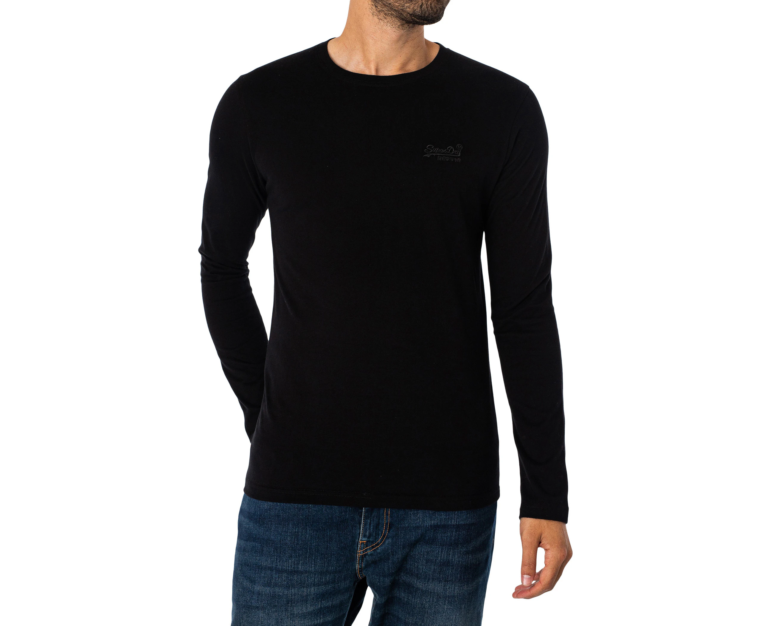 Superdry Men's Essential Logo Long Sleeved T-Shirt - Black