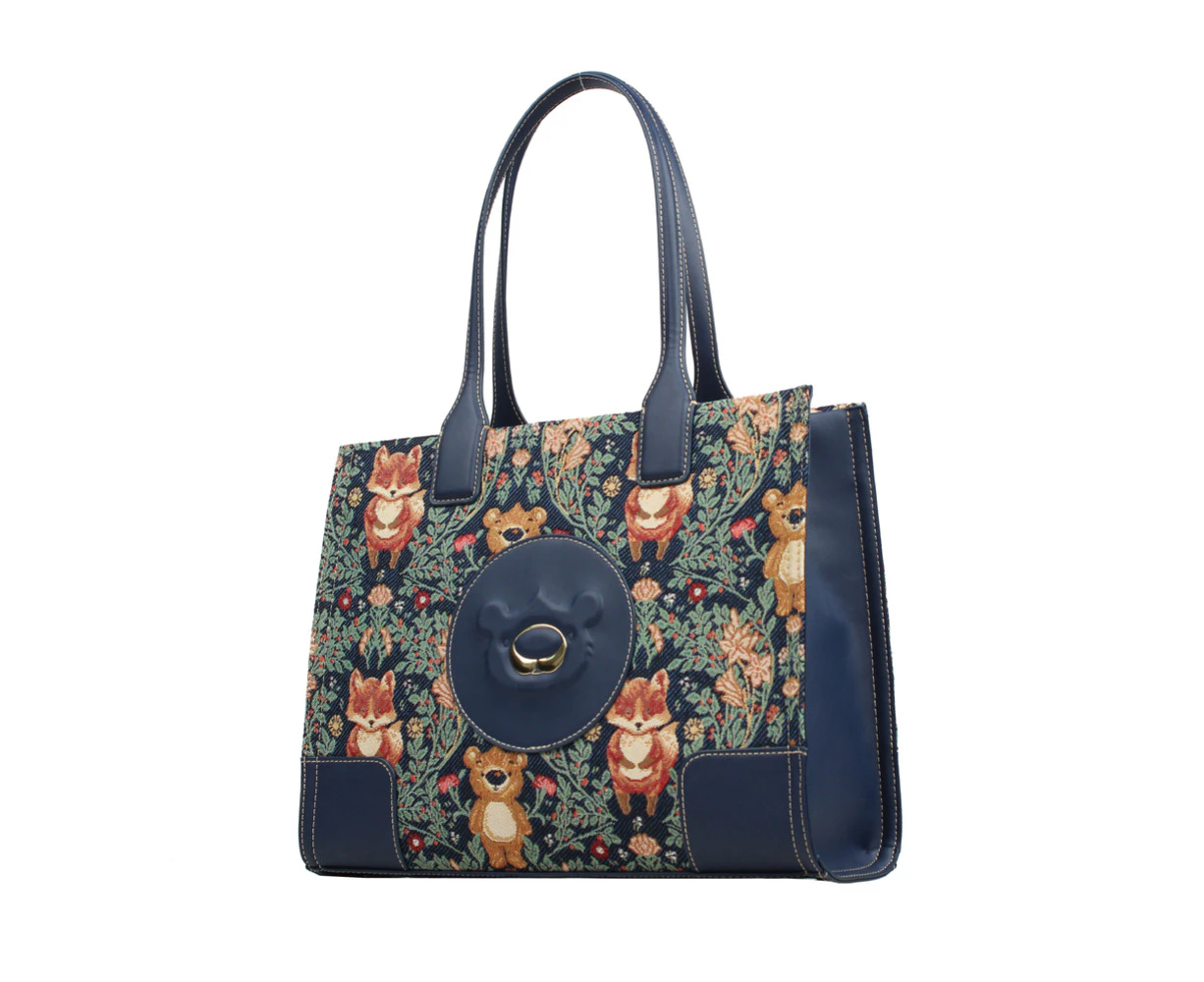 Henney Bear Bear and Fox Leatherette Handbag Tote