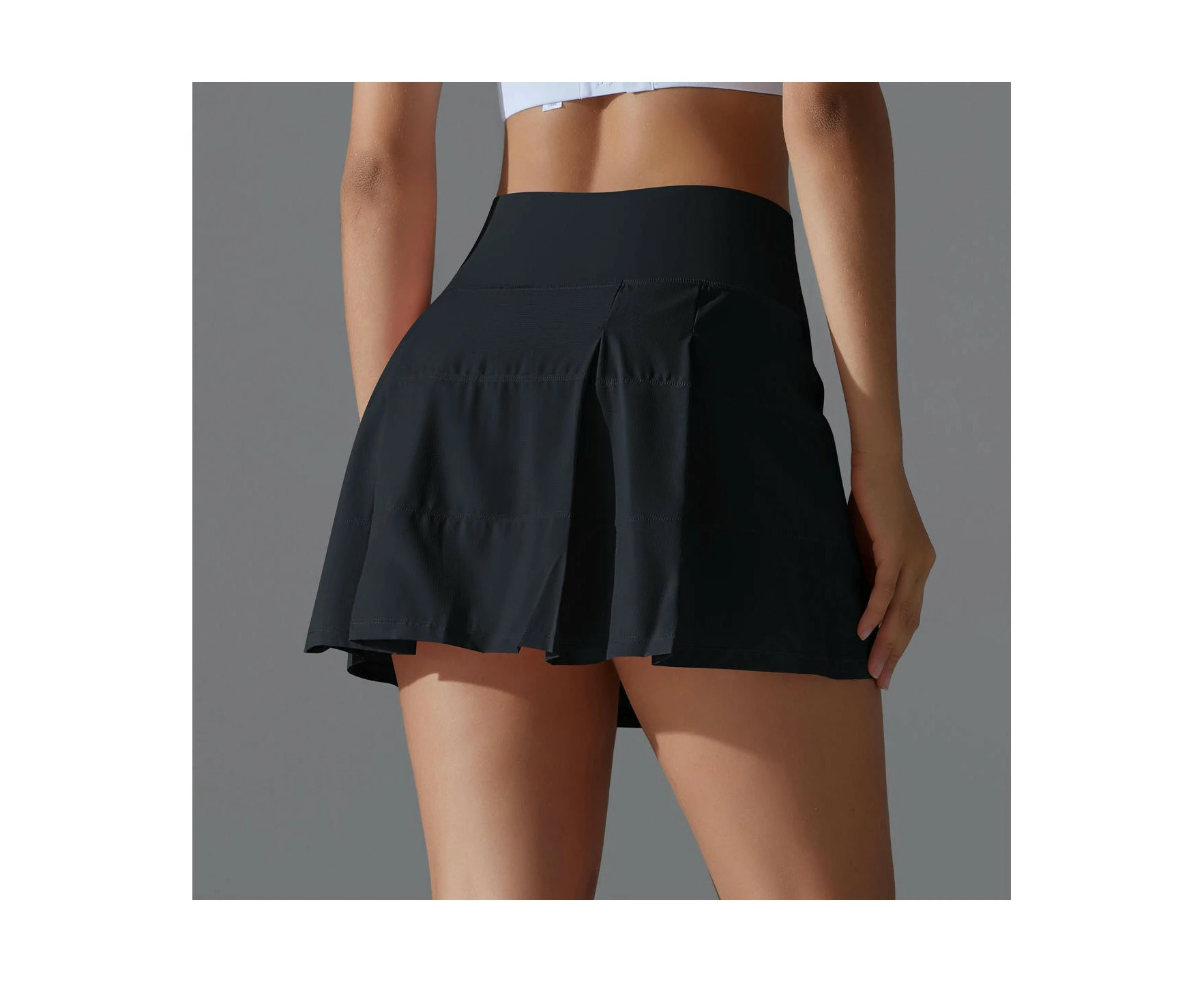 Women Tennis Golf Athletic Skort Skirt with Lined Shorts for Sports Running Gym -7068-black