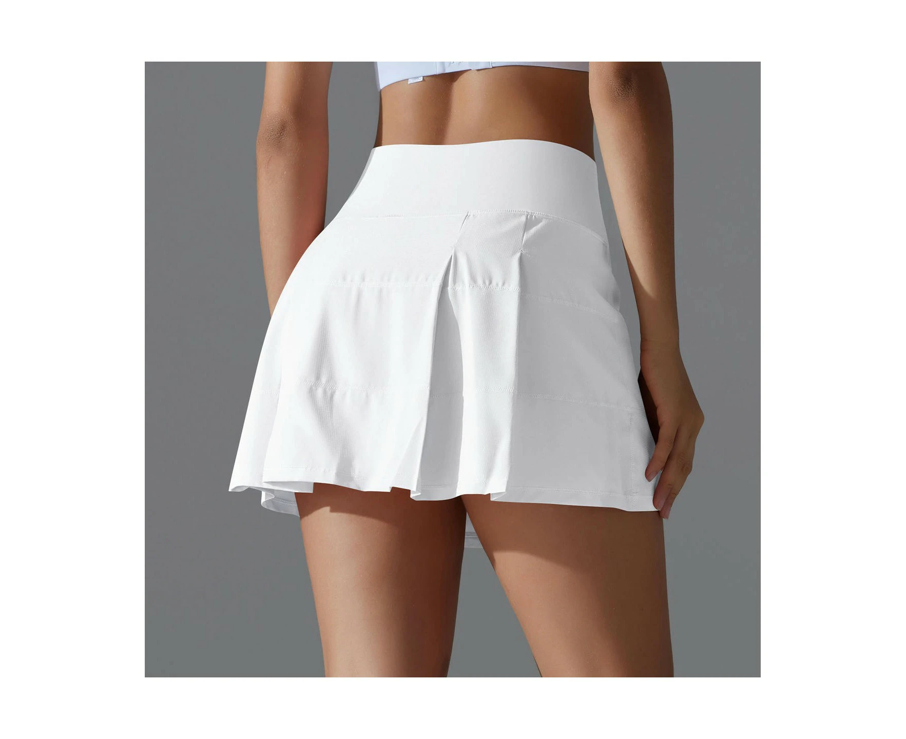 Women Tennis Golf Athletic Skort Skirt with Lined Shorts for Sports Running Gym -7068-white