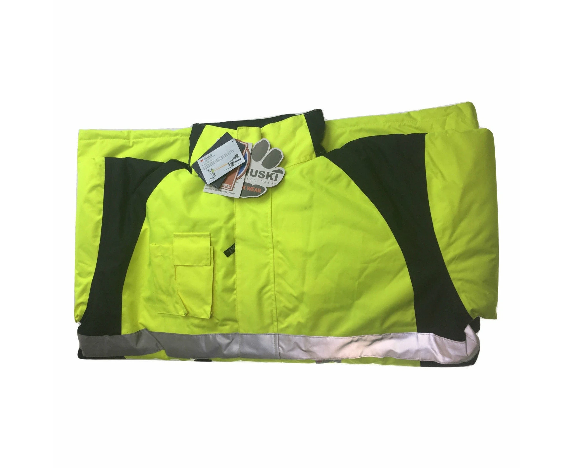 HUSKI Miner Hi Vis Waterproof Jacket Industrial Workwear Reflective 918015