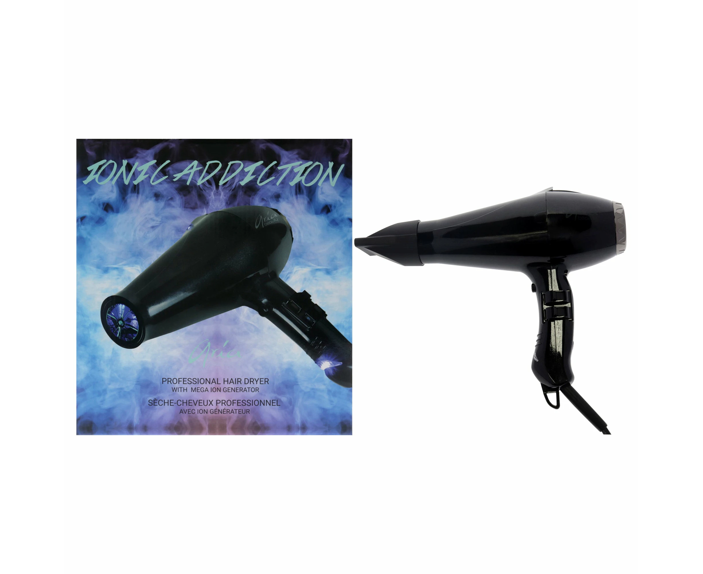 Ionic Addiction Professional Hair Dryer - Black by Aria Beauty for Women - 1 Pc Hair Dryer