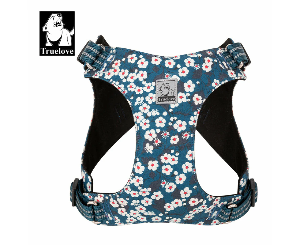 Floral Doggy Harness Saxony Blue L