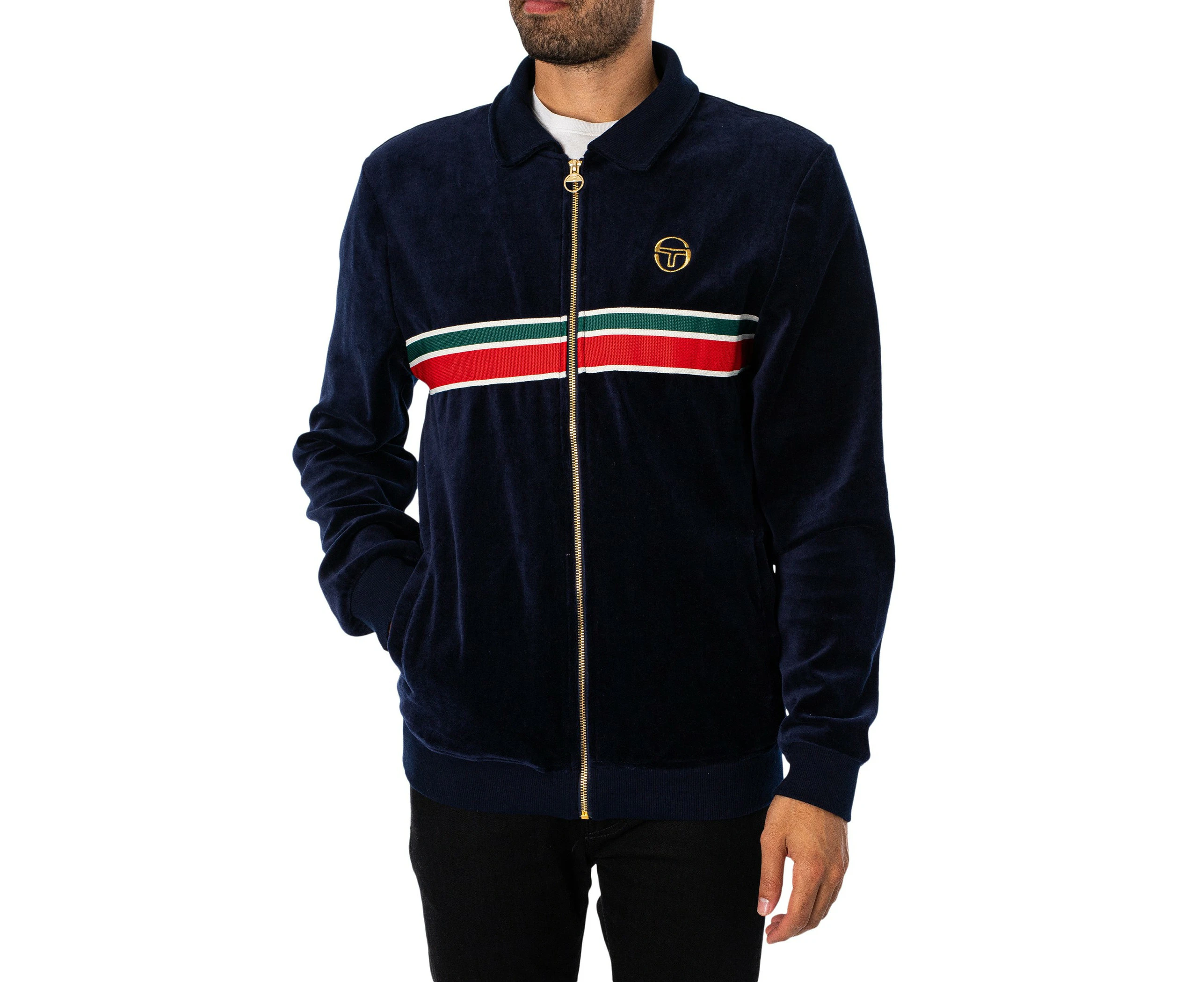 Sergio Tacchini Men's Spencer Velour Track Top Jacket - Blue