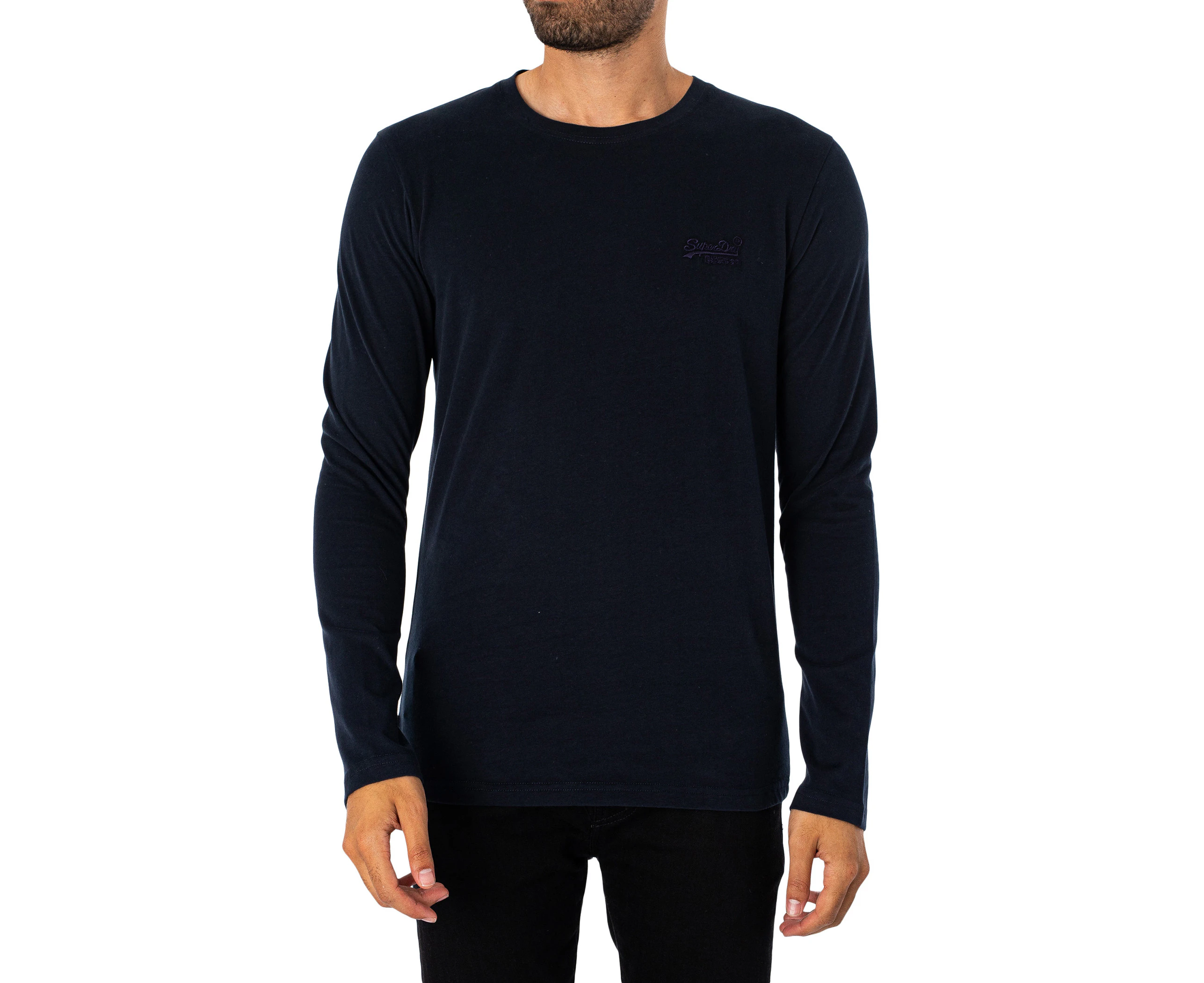 Superdry Men's Essential Logo Long Sleeved T-Shirt - Blue