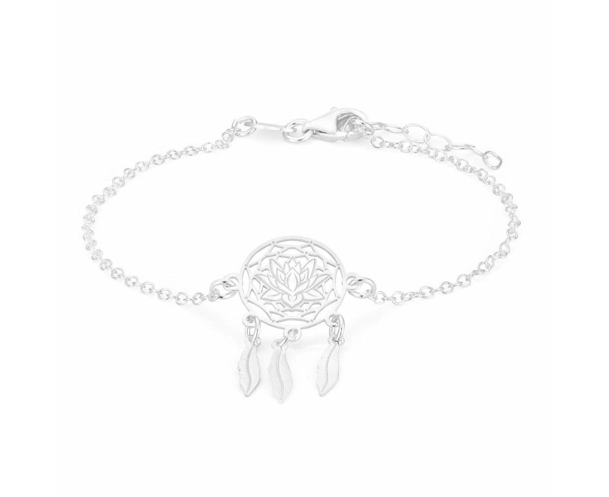 Sterling Silver Lotus Dream Catcher 19cm Bracelet