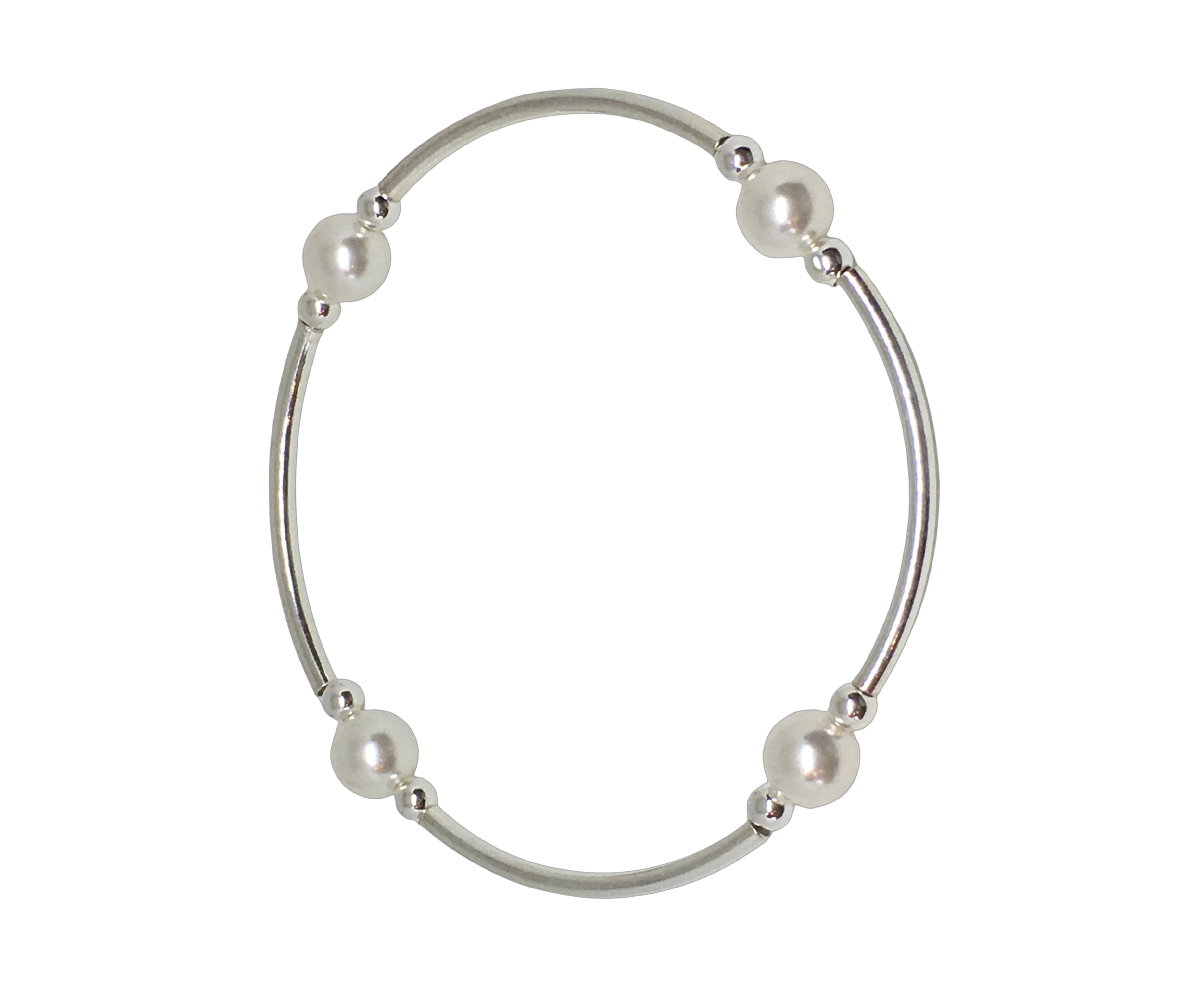 Count your Blessings - Blessing Bracelet (Birthstone) - June WHITE PEARL 8mm - Sterling Silver