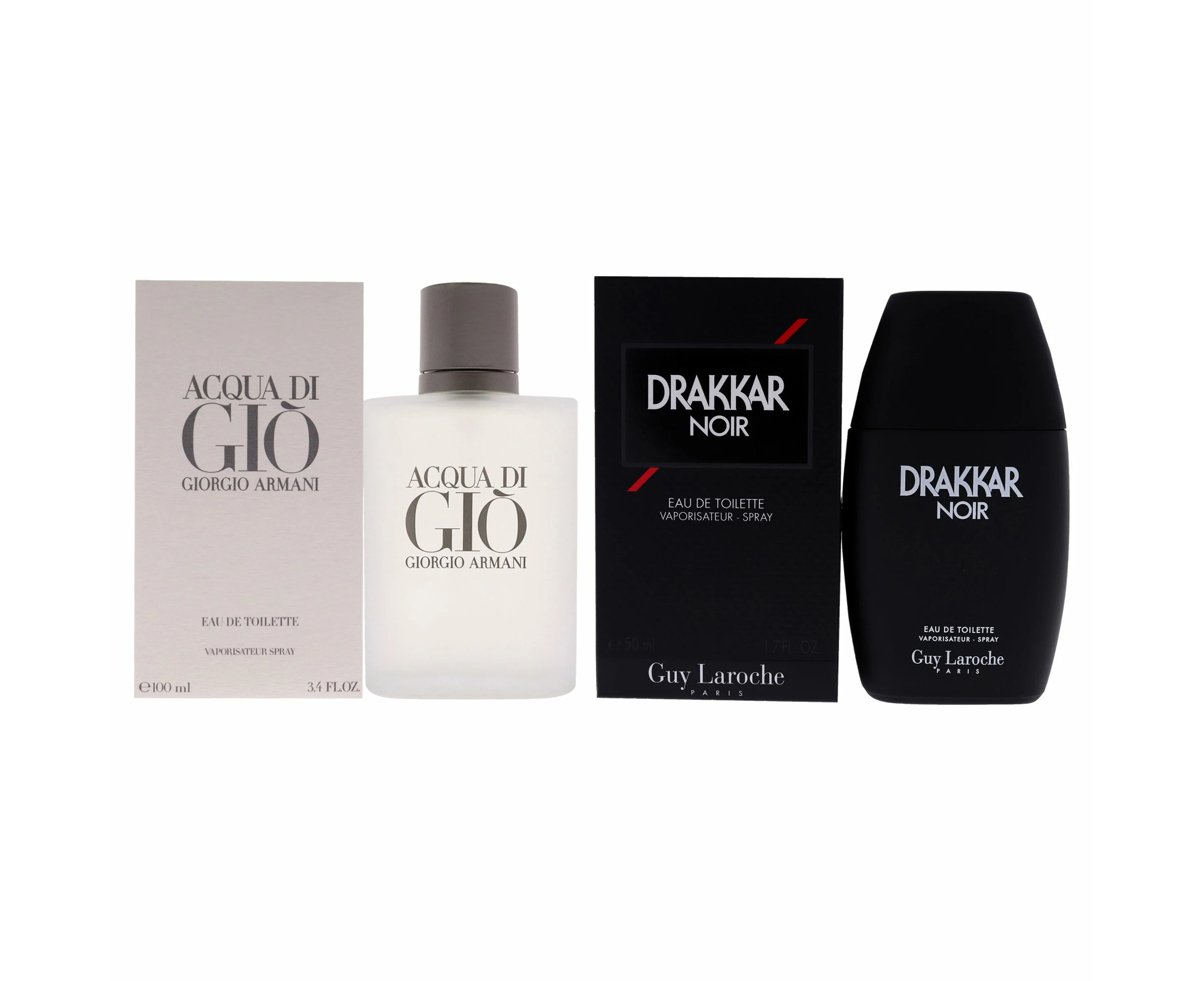 Various Designers Acqua Di Gio and Drakkar Noir Kit by Various Designers for Men - 2 Pc Kit 3.4 oz EDT Spray, 1.7 oz EDT Spray