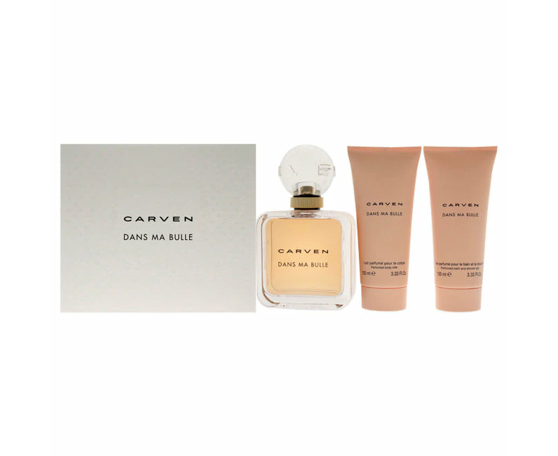 Dans Ma Bulle by Carven for Women - 3 Pc Gift Set 3.3oz EDP Spray, 3.3oz Body Milk, 3.3oz Shower Gel