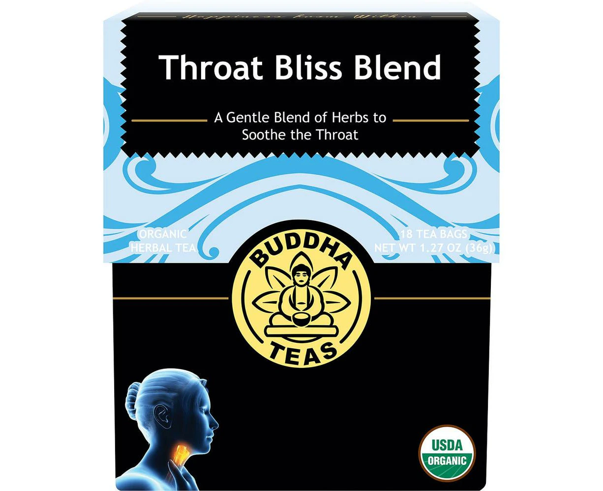 Organic Herbal Tea Bags, 18 Bags (Throat Bliss Blend) - 24g