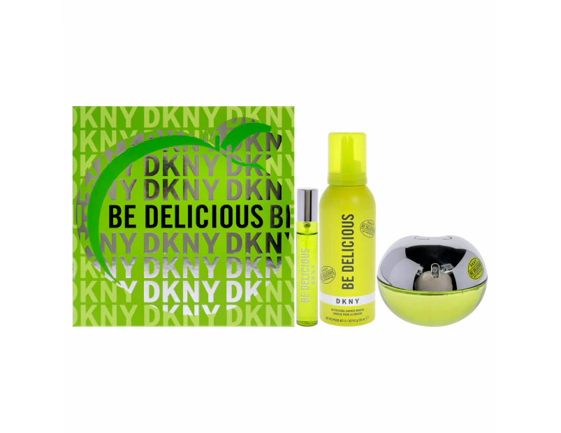 DKNY Be Delicious by Donna Karan for Women - 3 Pc Gift Set 3.4oz EDP Spray, 0.5oz EDP Spray, 5.1oz Shower Mousse