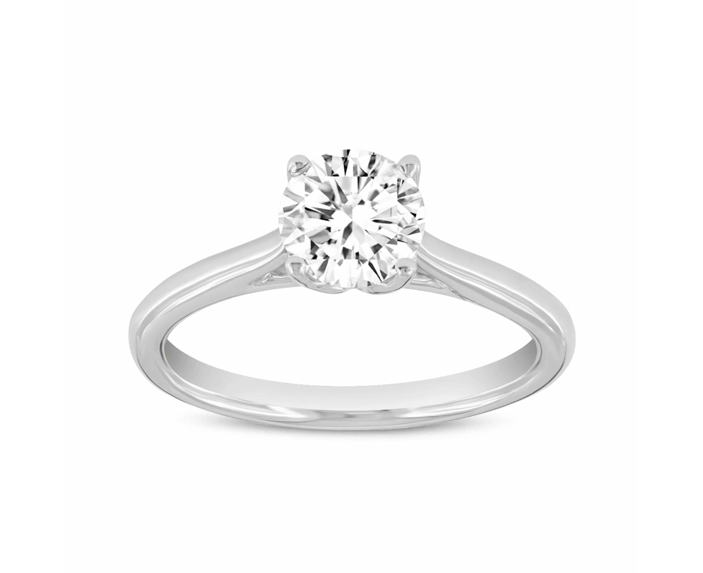 LuvMyJewelry 14K White Gold Round Cut Lab Grown Diamond Solitaire Engagement Ring - 1.07 ctw