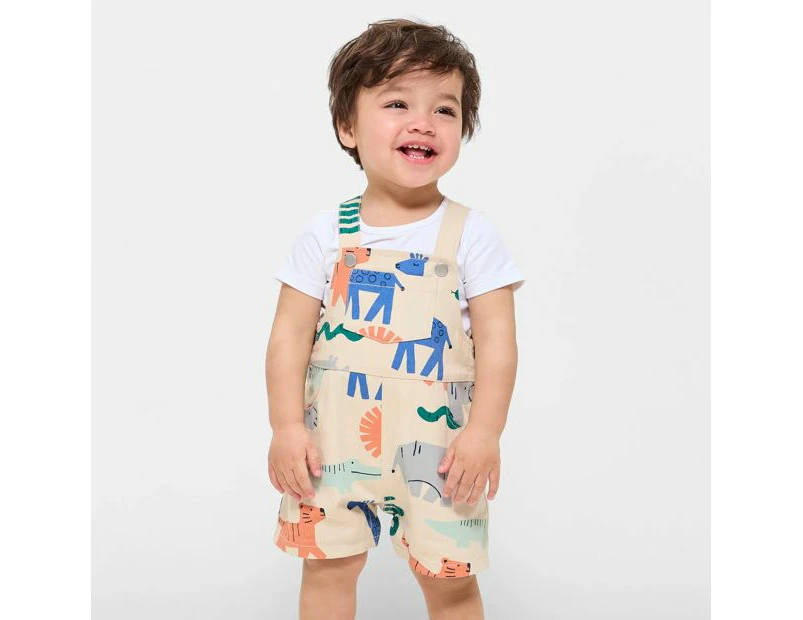 Target Baby Organic Cotton Shortall & Tee Set 2 Piece - Animals