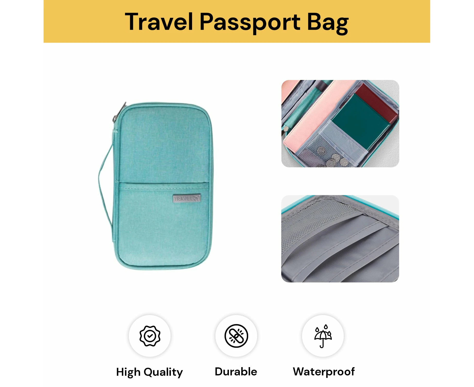 Waterproof Travel Passport Bag - Mint