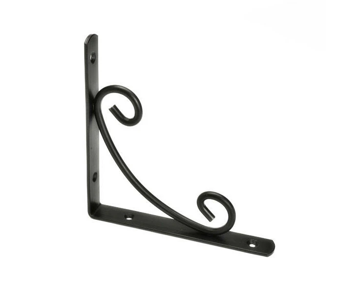 5.9 Inch Vintage Cast Iron Wall Shelf Bracket Rack Black Antique Curl Pattern Home Diy