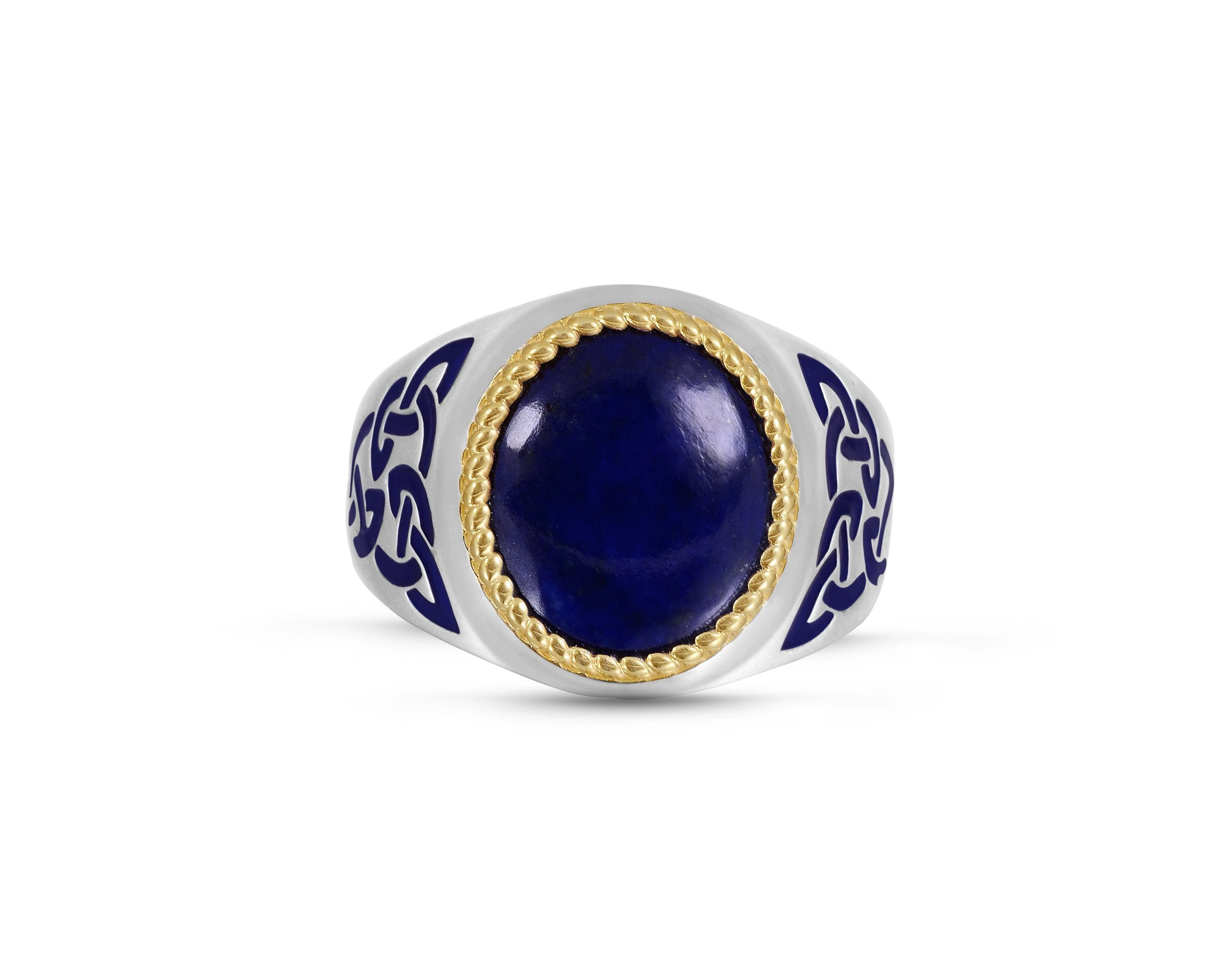 LuvMyJewelry Lapis Lazuli Sterling Silver Men Signet Ring With Enamel