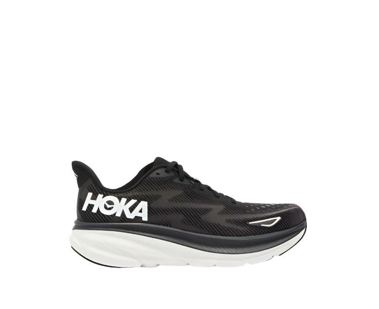 HOKA Mens Clifton 9 Running Shoes - Black/White