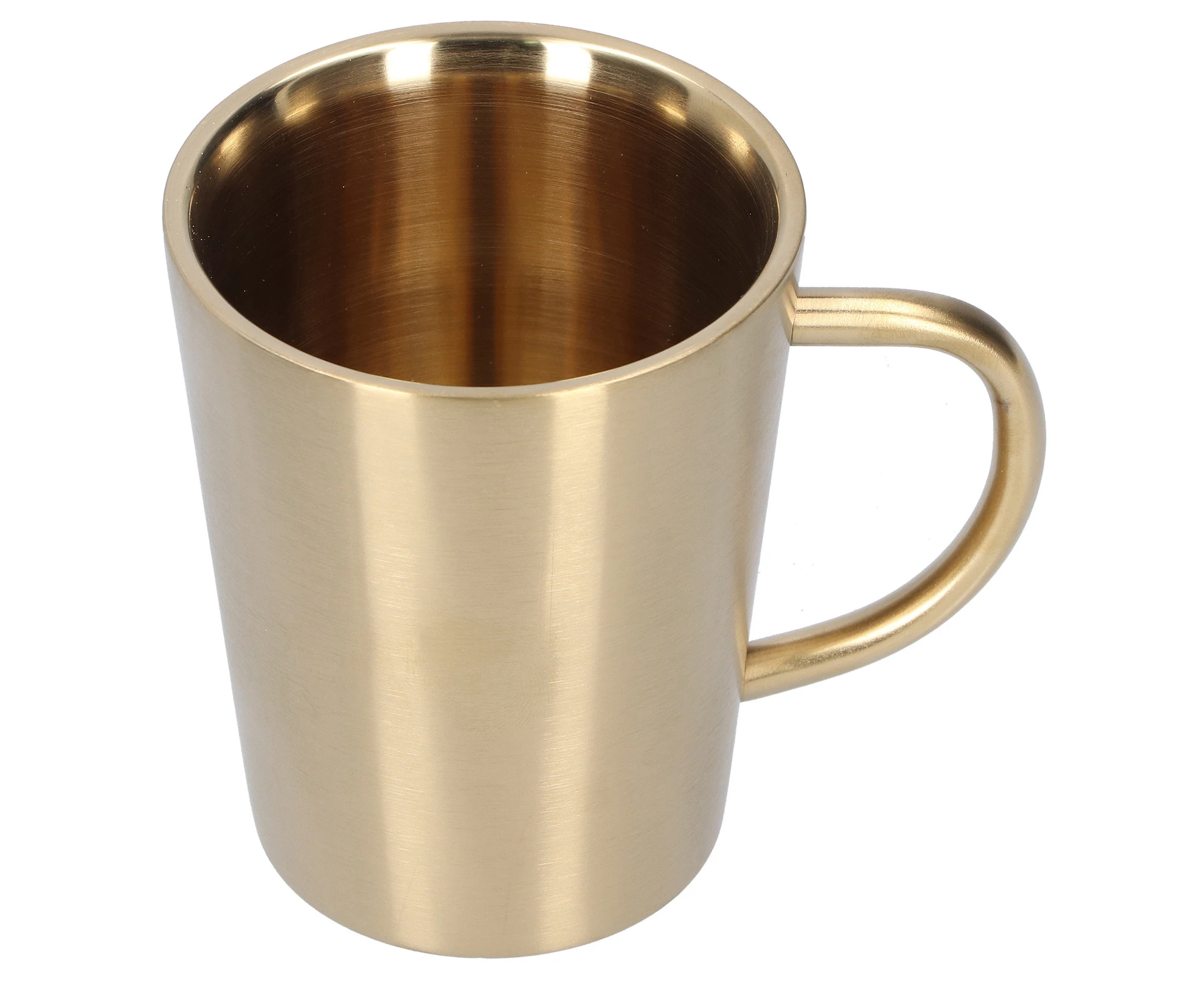 Stainless Steel Beer Mug Coffee Water Cup with Handgrip, Double Wall Drinkware Gold