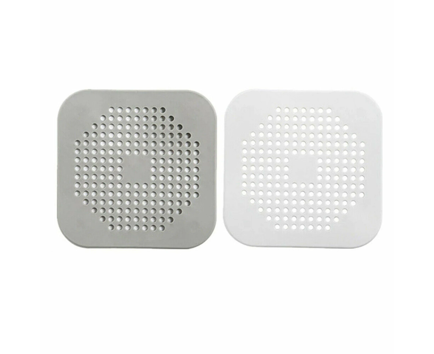 2pc Square Drain Cover for Shower Drain Hair Catcher Flat Silicone Plug for Bath