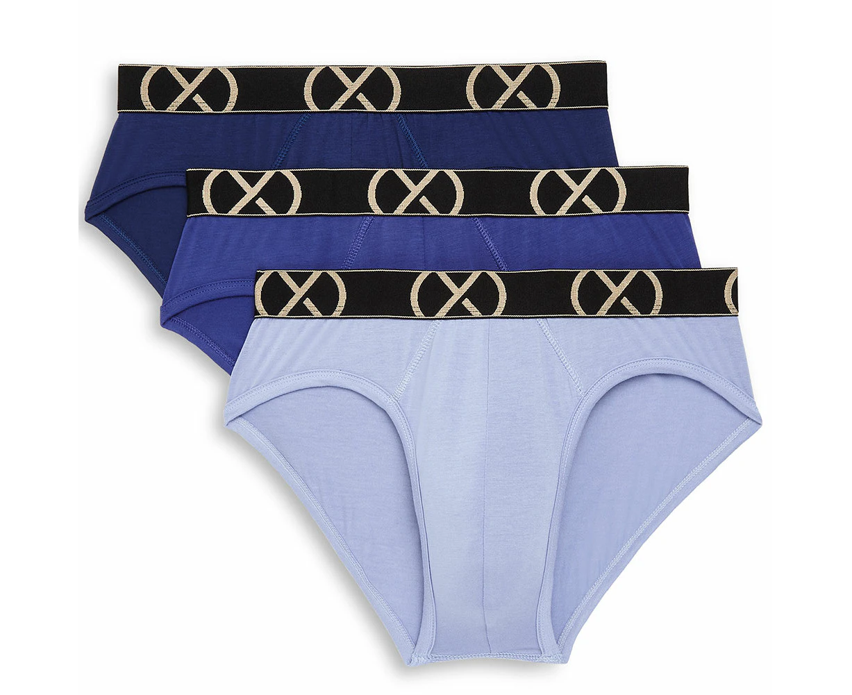 2xist Mens X Luxe No Show Brief 3-Pack X50020 Light Blue/Blue/Navy