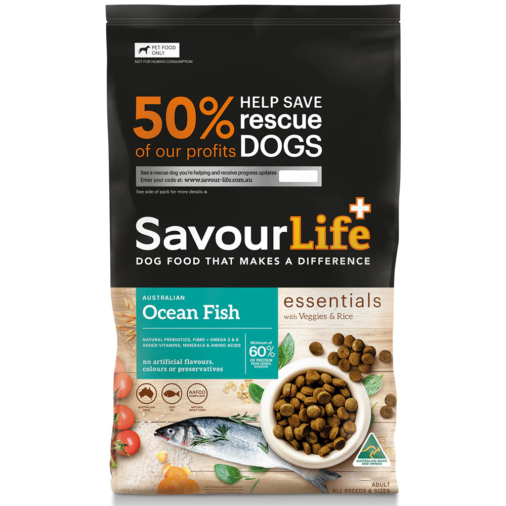 Savour Life Adult Essentials Dry Dog Food Ocean Fish with Veggies & Rice 3kg