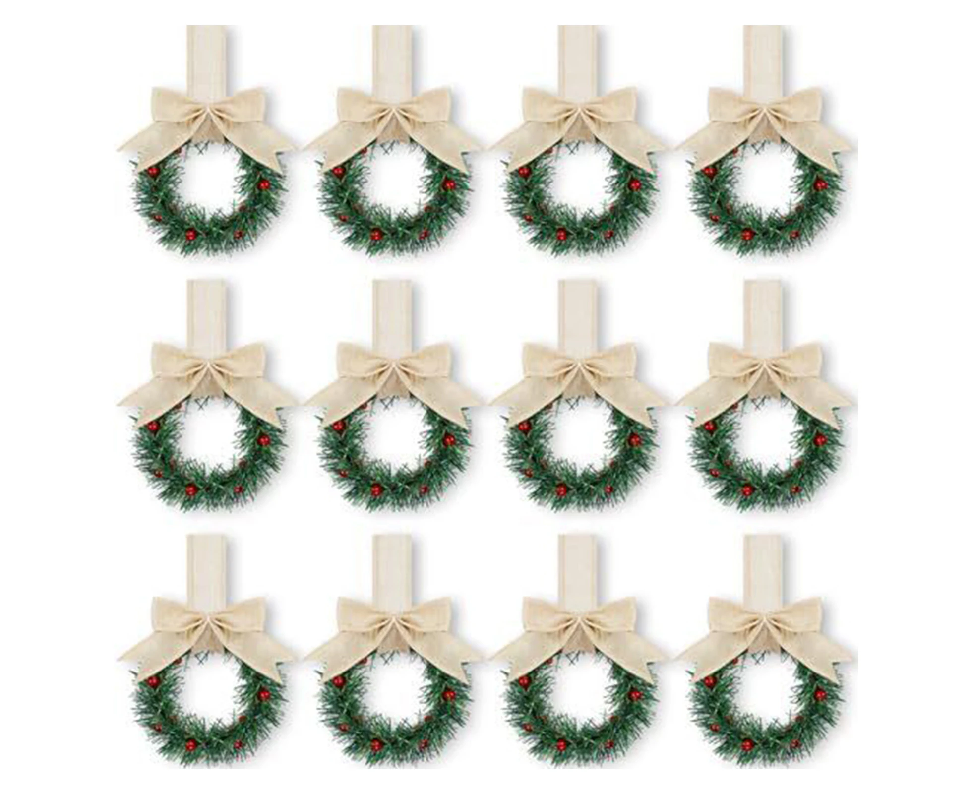 12 Pcs Christmas Wreath Decorations Christmas Kitchen Cabinet Wreaths Sytle 2