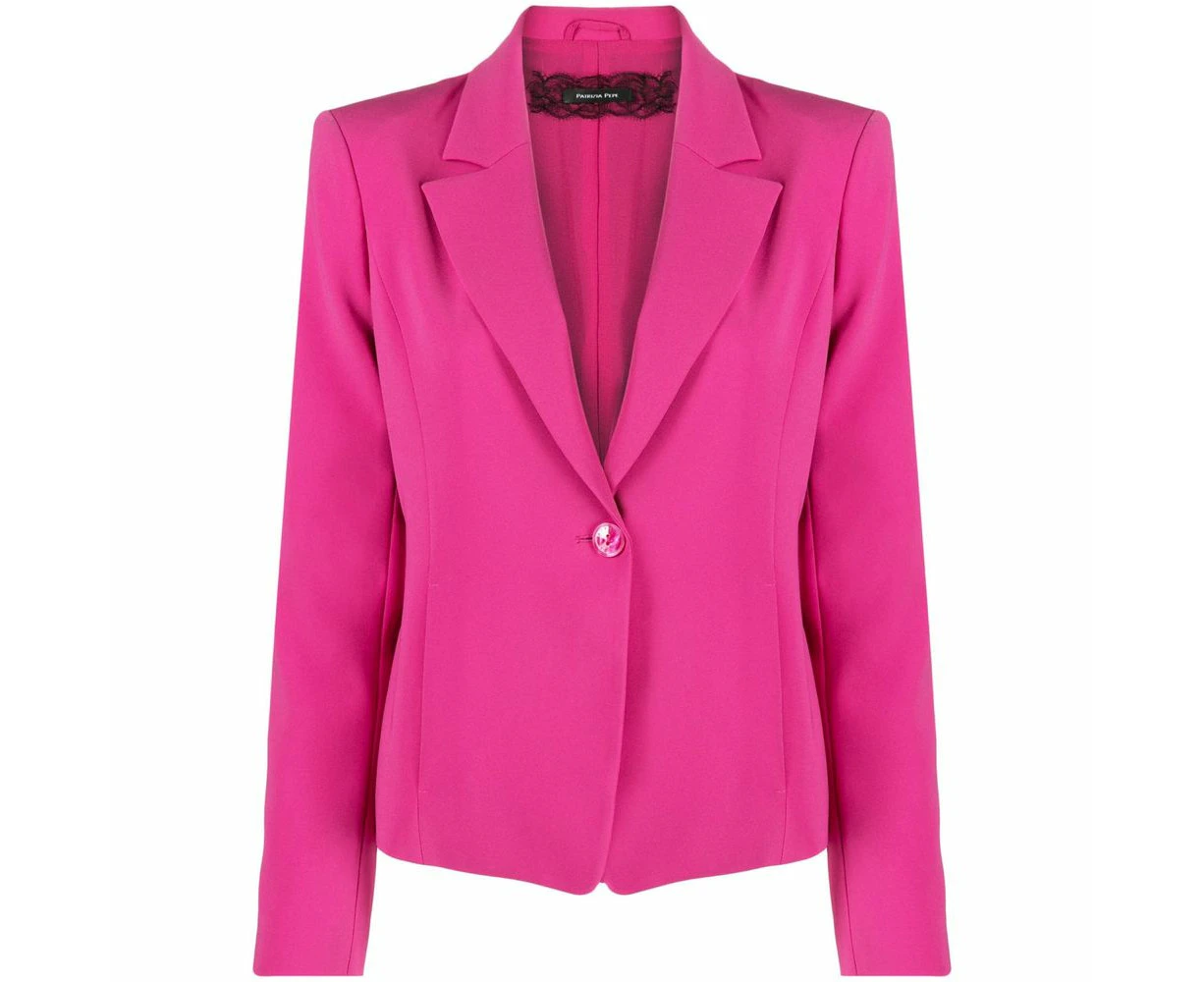 Patrizia Pepe Fuchsia One Button Stretchy Chic Blazer