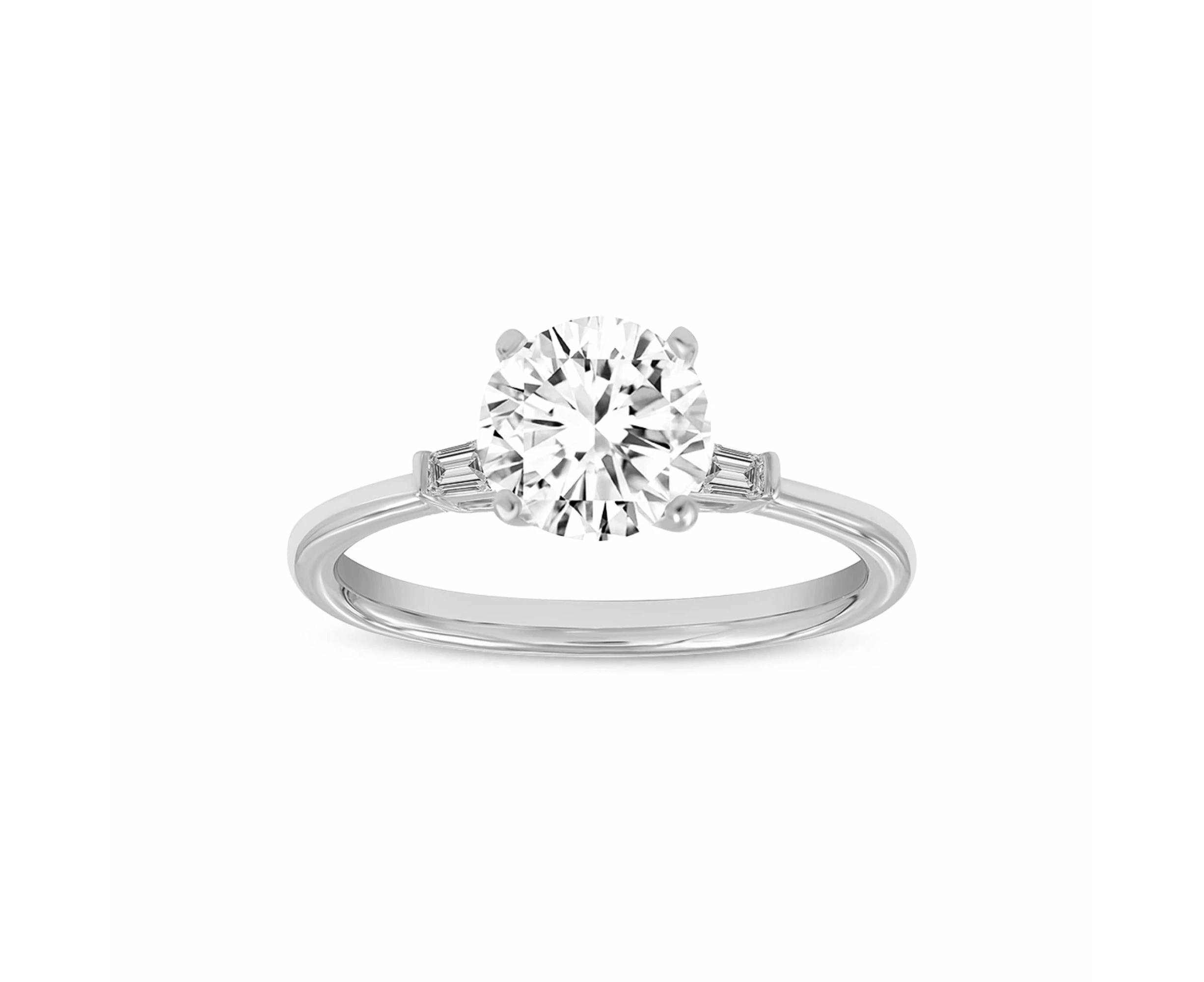 LuvMyJewelry 14K White Gold Round Cut Lab Grown Diamond 3 Stone Engagement Ring - 1.48 ctw