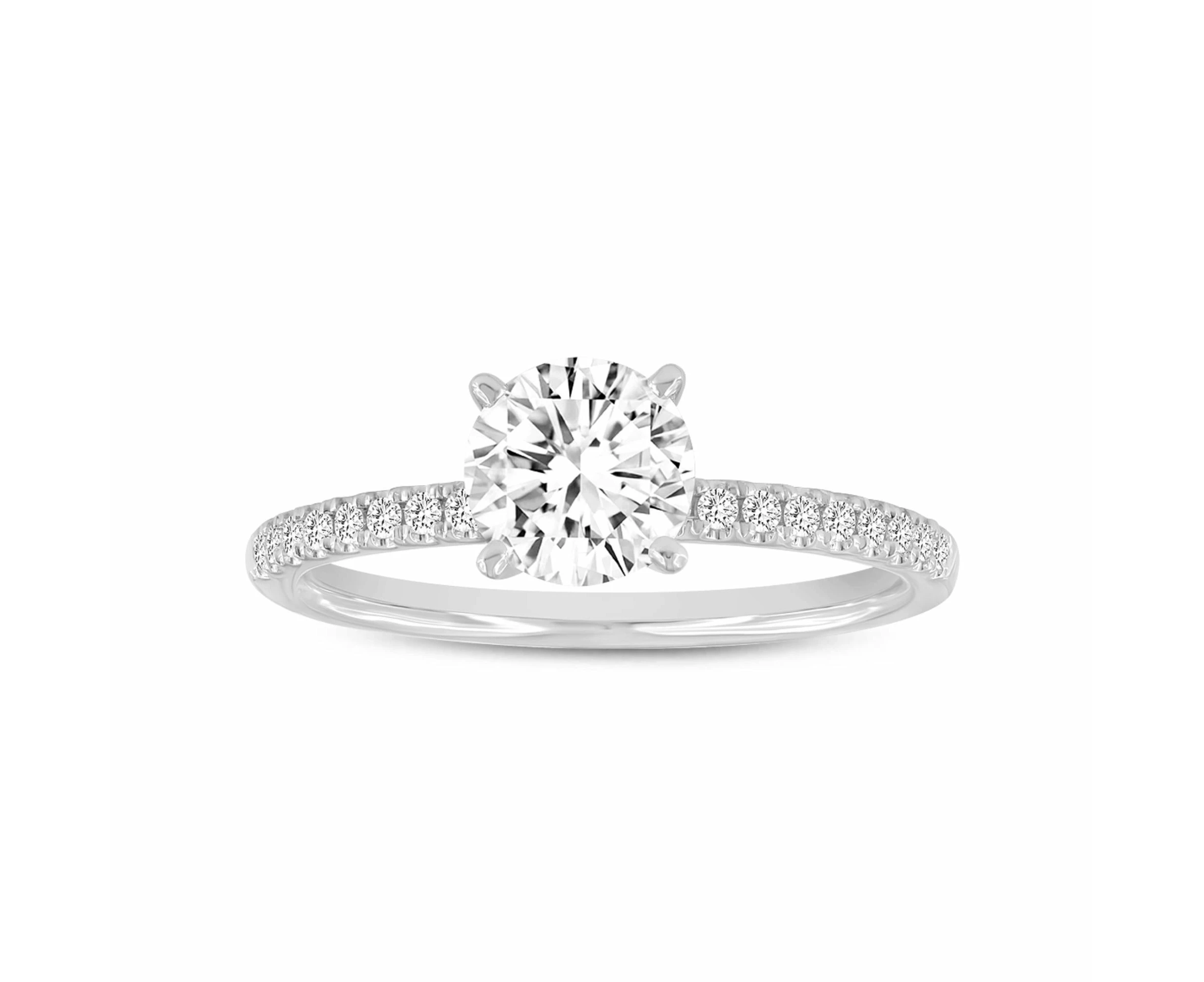 LuvMyJewelry 14K White Gold Round Cut Lab Grown Diamond Classic Engagement Ring - 1.17 ctw