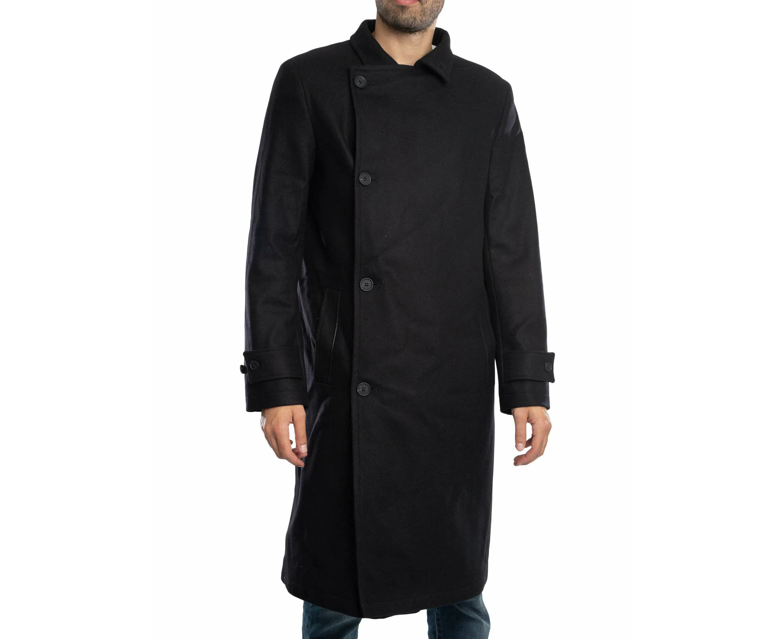 Ted Baker Men's Radford Wool Wrap Funnel Coat - Black