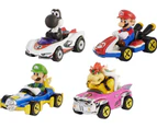 Hot Wheels Mario Kart Bundle - Race Into Action With Mario, Luigi, Bowser And An Exclusive Black Yoshi!