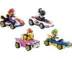 Hot Wheels Mario Kart Bundle - Race Into Action With Mario, Luigi, Bowser And An Exclusive Black Yoshi!