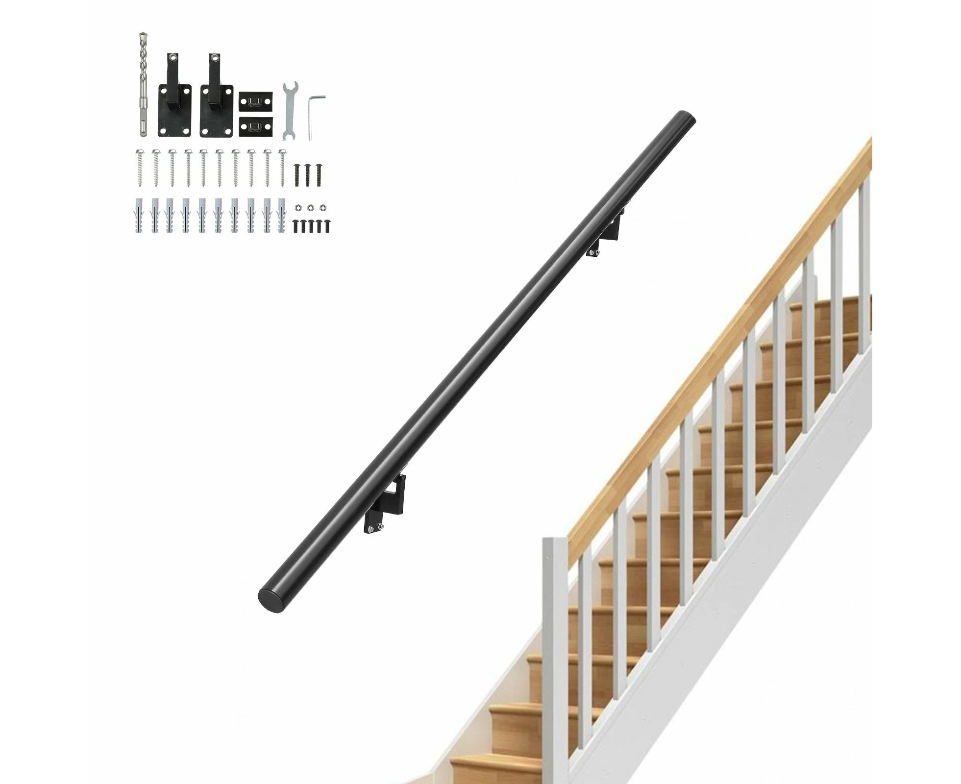 VEVOR Handrail Stair Railing, 152.4CM, Wall Mount Handrails for Indoor Stairs, Thickened