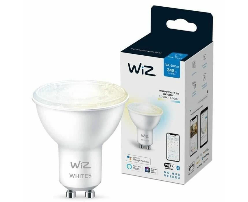 Enhance Your Home with WiZ Smart Bulb - Tunable White GU10 Spot 50W - Smart LED WiFi Control with Alexa & Google Assistant - Perfect Christmas Present