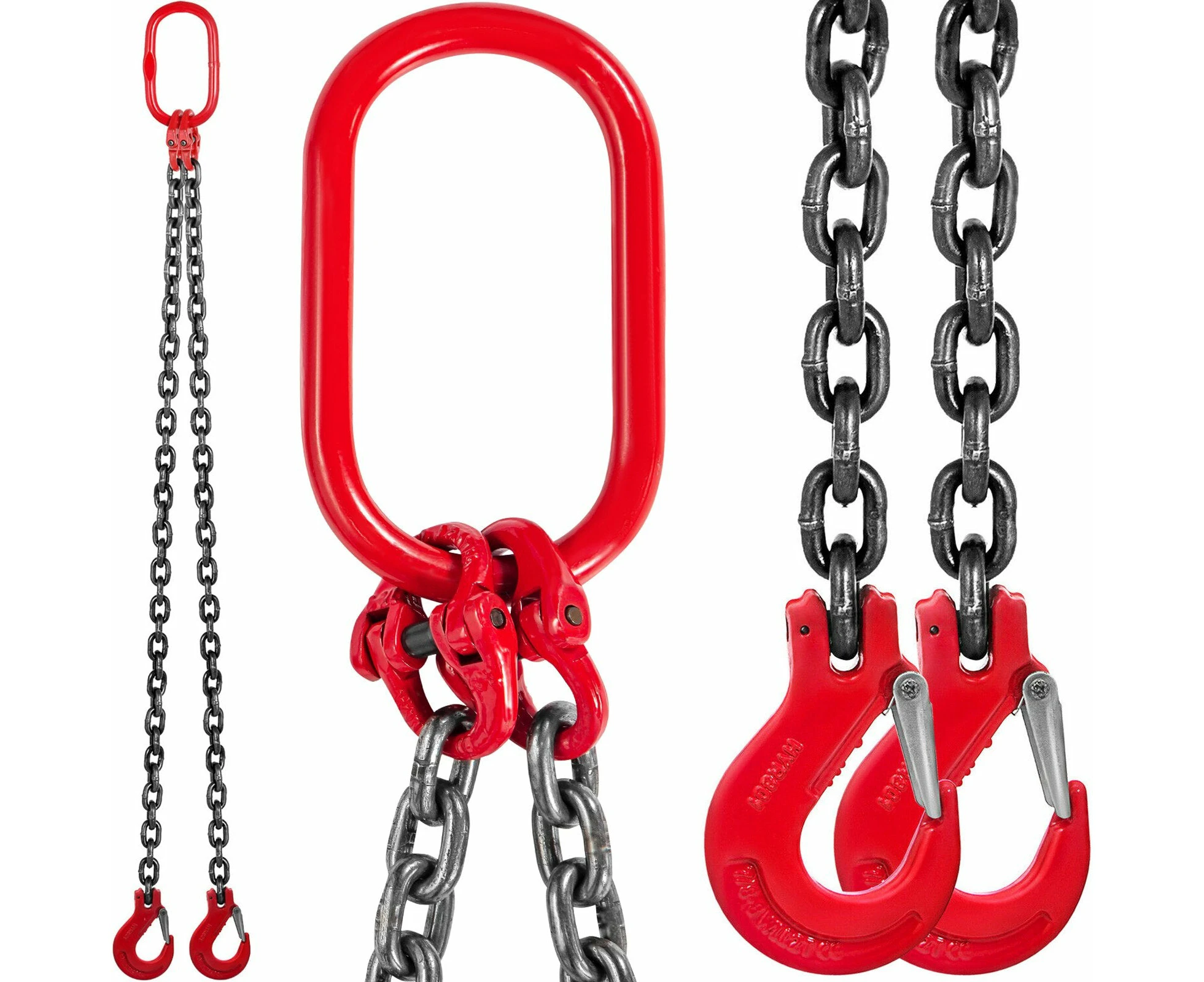 VEVOR 1.5 m Chain Sling 10 mm x 1.5 m Double Leg with Grab Hooks Sling Chain 4T