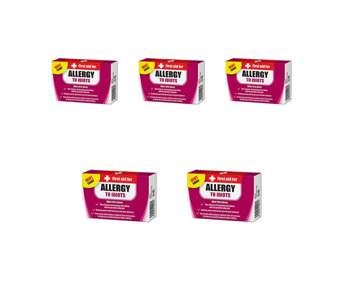 5PK Sweet First Aid Allergy to Idiots Mints Fresh Breath Candy 2 Blisters 9x6cm