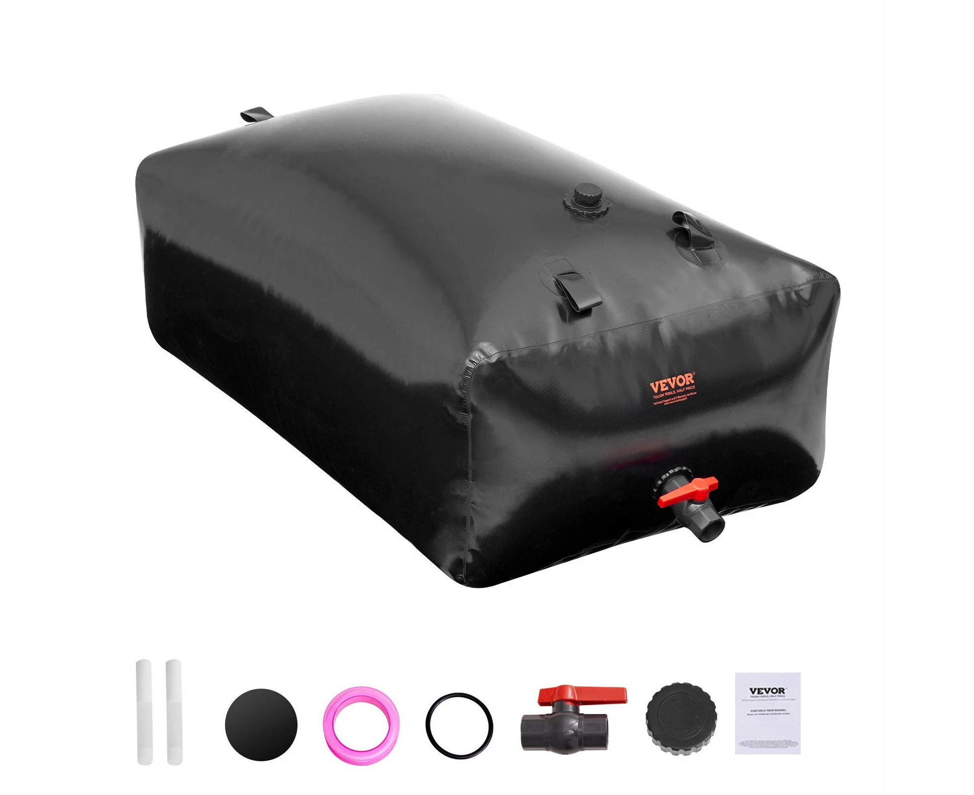 VEVOR Portable Water Storage Bladder 540L PVC Collapsible Water Tank Black